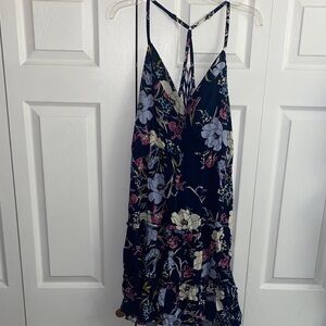 Maurices Navy Floral Maxi Dress with Pink Accents
